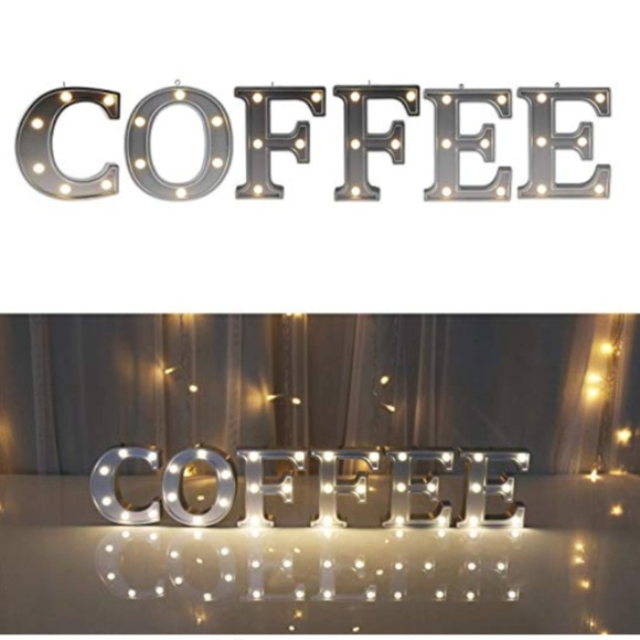 NWT Coffee Letters LED Light Up Rustic Marquee - Picture 2 of 4